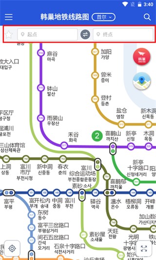 韩巢地铁图