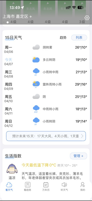 清新天气预报